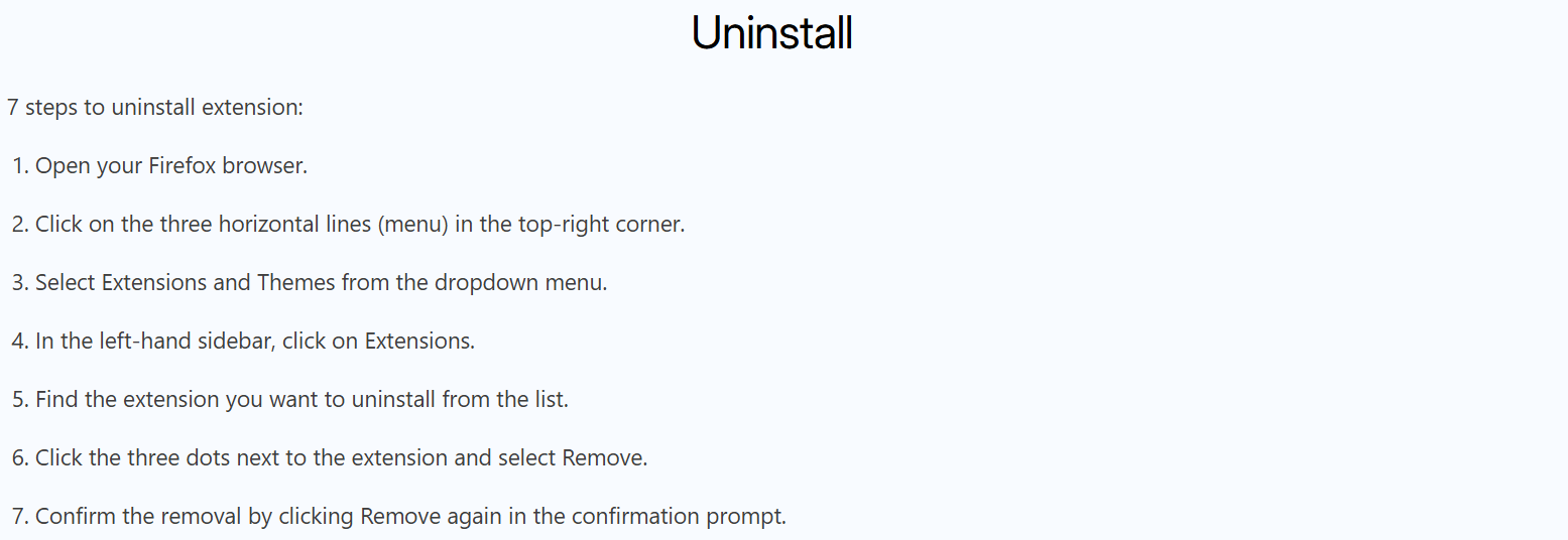 Uninstall Instructions